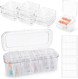 INMORVEN Coffret de rangement pour ongles – 14 boîtes transparentes + 1 grande boîte et 60 disques adhésifs – Idéal pour ranger les faux ongles, les accessoires pour ongles en gel et le vernis à ongles (14 pièces en une couche)