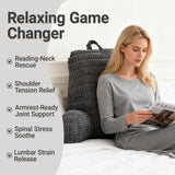 Oreiller de lecture pour lit et canapé, oreiller de lecture avec repose-poignets, accoudoirs et support dorsal, oreiller de dos de lit pour se reposer, se détendre, lire, travailler sur un ordinateur portable, regarder la télévision (gris foncé)