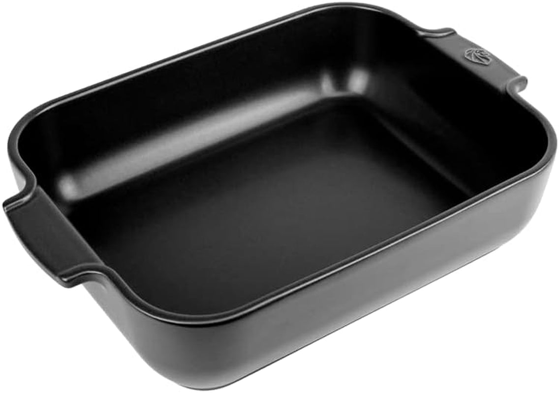 Peugeot Appolia Rechteckige Auflaufform Mit Griffen, Keramik, Schiefer / Grau, 7.2X31X21.7 Cm, Fassungsvermögen: Env. 2 L, 60060 Moules et plaques à pâtisserie Naty Shop Satinschwarz