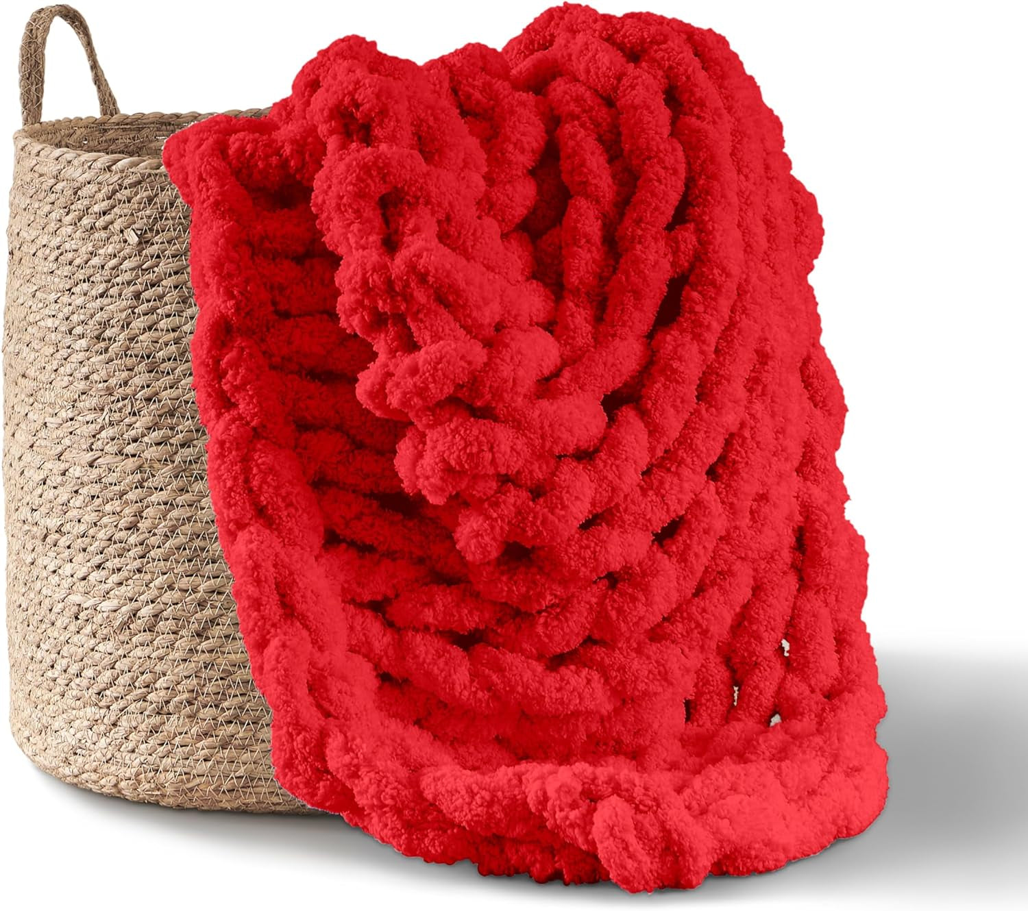 Couverture tricotée épaisse, jeté, 100% tricoté à la main avec du fil chenille géant (127 X 152,4 Cm, gris lilas) Adyrescia Rouge 50 "X60" Lits et couvertures