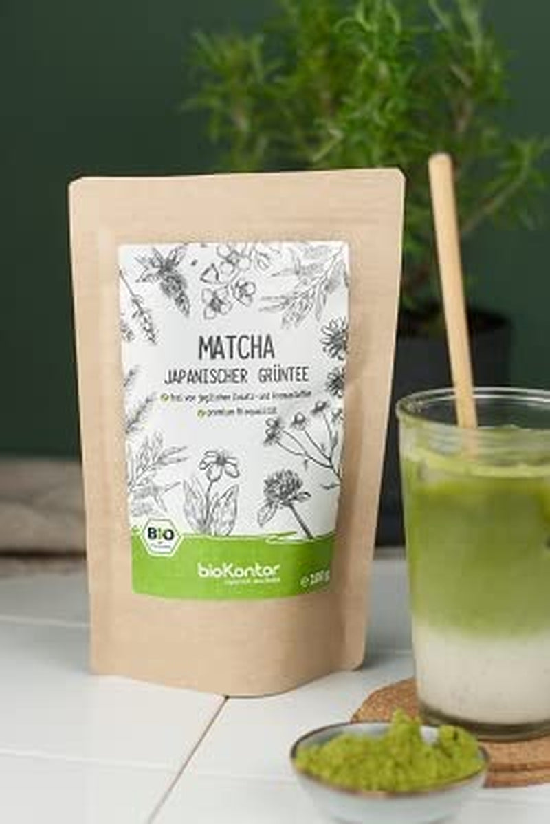Poudre Matcha BIO 200 g I Sans additifs - 100% naturel I Thé Matcha japonais premium I Thé vert en poudre de