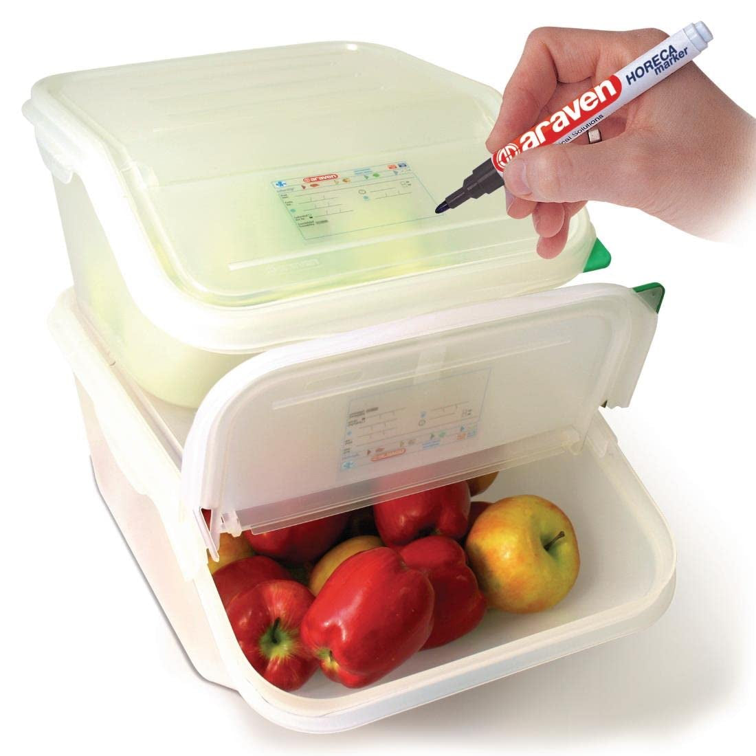 9146 Conteneur accessible avec couvercle GN 44199, blanc, 200(h) x 200(l) x 395(p) mm. Boîtes de conservation des aliments Naty Shop