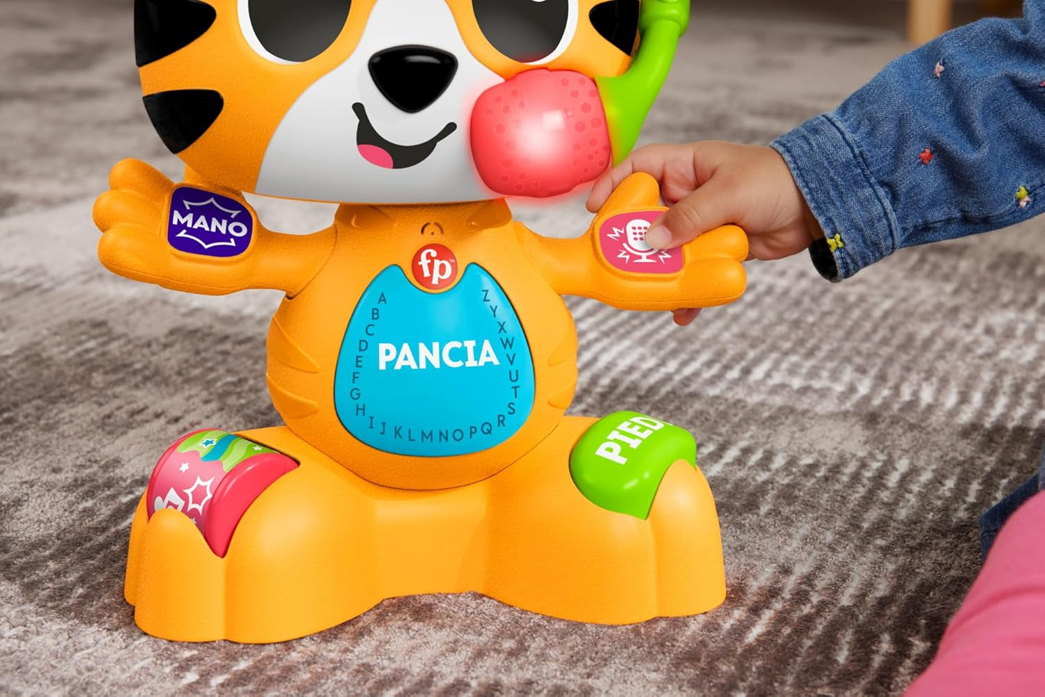 Fisher-Price Jouet éducatif pour bébés et tout-petits, Beat Bande Learning & Dancing Tiger Justin avec sons et lumières pour bébés à partir de 9 mois, version italienne, HYL04 Baby Toys Naty Shop