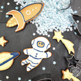 ScrapCooking – 4 Ausstechformen für Plätzchen, aus Edelstahl – Astronaut, Sternschnuppe, Rakete, Planeten – Formen für kleine Kuchen – Zubehör zum Backen Geburtstag Deko – 2084