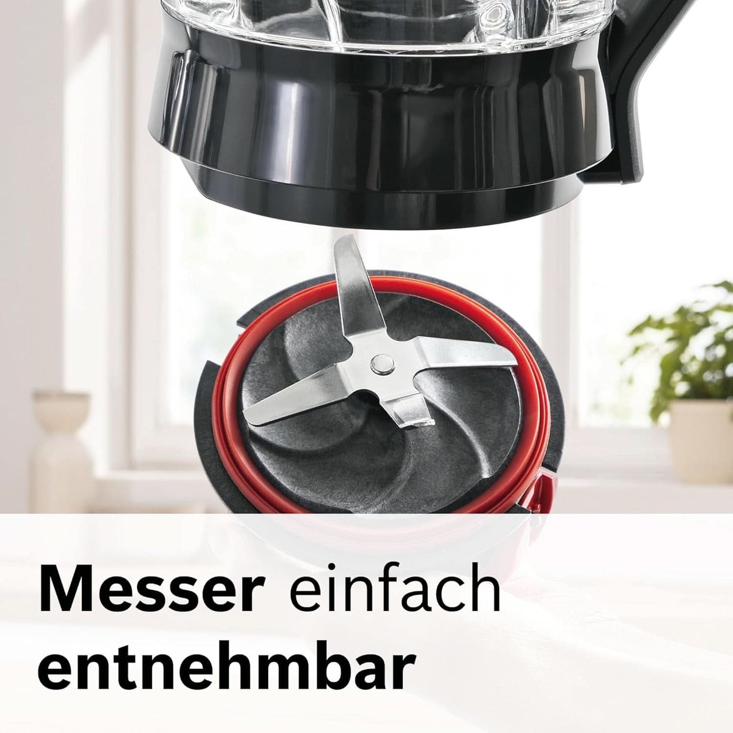 Bosch Batteur sur socle Vitapower Serie 4 MMB6177S, Edelstahl-Klingen Fabriqué en Allemagne, 1,5 L Thermosafe Glasbehälter, 0,6 L To-Go-Flasche, Stopfer, Universalzerkleinerer, 30 000 U/Min, 1200 W, Silver Kitchen Naty Shop