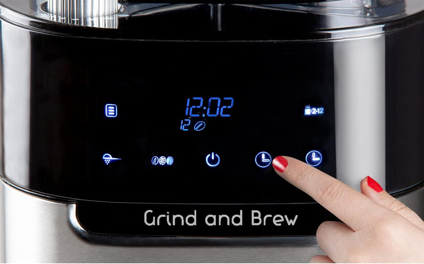 Machine à expresso DOMO DO721K "Grind and Brew" - Fonction Bean-to-Cup - Écran LCD - Pour café moulu ou grains entiers - 1,5 L