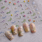 JMEOWIO Autocollant de manucure 3D en forme de fleur d'été floral pour nail art