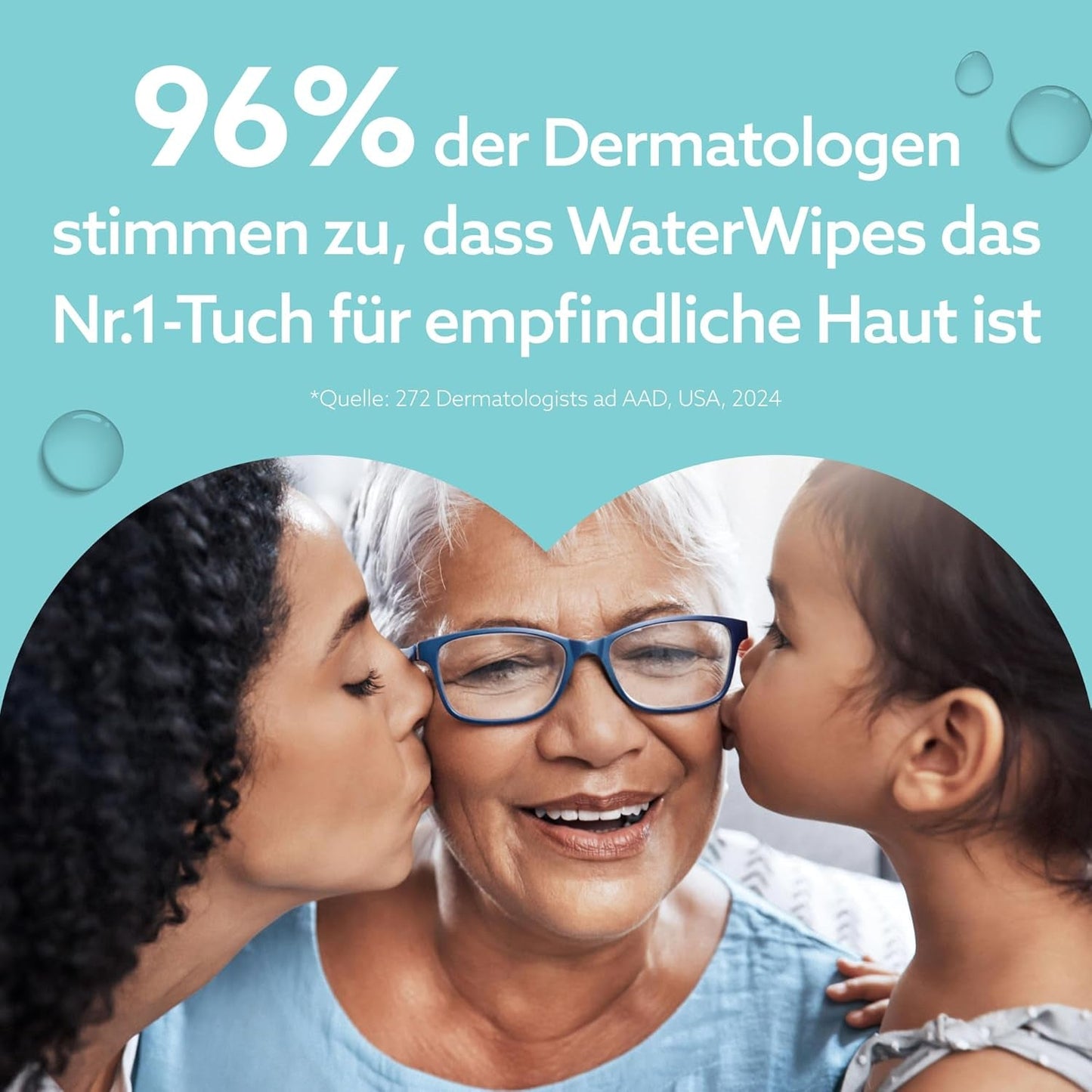 Lingettes humides WaterWipes Sensitive+ On The Go, 100 lingettes (paquet de 10), 3 en 1 nettoie, soigne, protège, 99,9 % d'eau, lingettes sans parfum