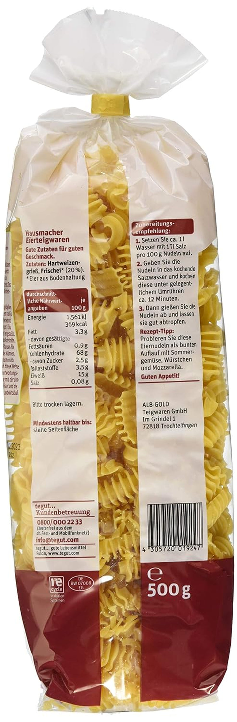 tegut... Nouilles à l'oeuf Rilli, 1 x 500 g