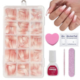 Ensemble de 240 faux ongles courts – Faux ongles artificiels naturels courts à coller – Ongles artificiels dégradés nus pour extensions d'ongles en boîte (dégradé nu)