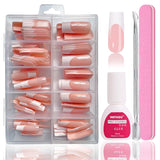 Ensemble de faux ongles Ballerine – 240 pièces de faux ongles rose lilas délicats, colle complète sur faux ongles, ensemble de faux ongles pour manucure et nail art pour femmes et filles (rose lavande)