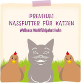 MjAMjAM - Nourriture humide de qualité supérieure pour chats - Pack bien-être au poulet 12 paquets (12 x 125 g) sans céréales avec viande supplémentaire