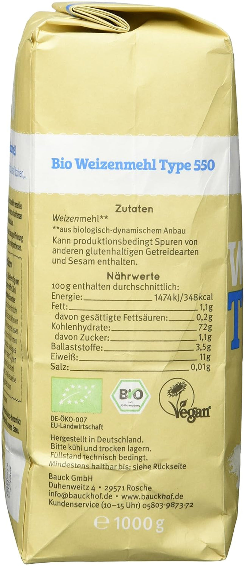 Farine de blé Hof type 550 Demeter, 1 kg