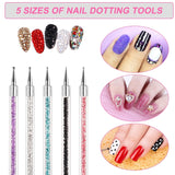Sularpek Nail Art Pinsel, 5 Stück Nageldesign Pinsel, Nail Art Dotting Tools, Nail Art Liner-Pinsel, Zum Herstellen von Nagellack, Punktieren, Feinmalerei, DIY