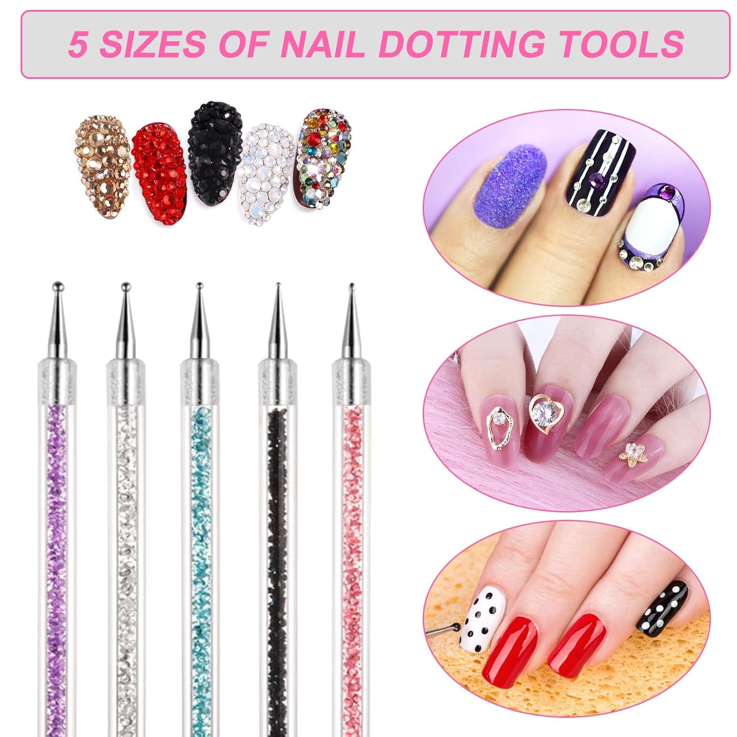 Sularpek Nail Art Pinsel, 5 Stück Nageldesign Pinsel, Nail Art Dotting Tools, Nail Art Liner-Pinsel, Zum Herstellen von Nagellack, Punktieren, Feinmalerei, DIY