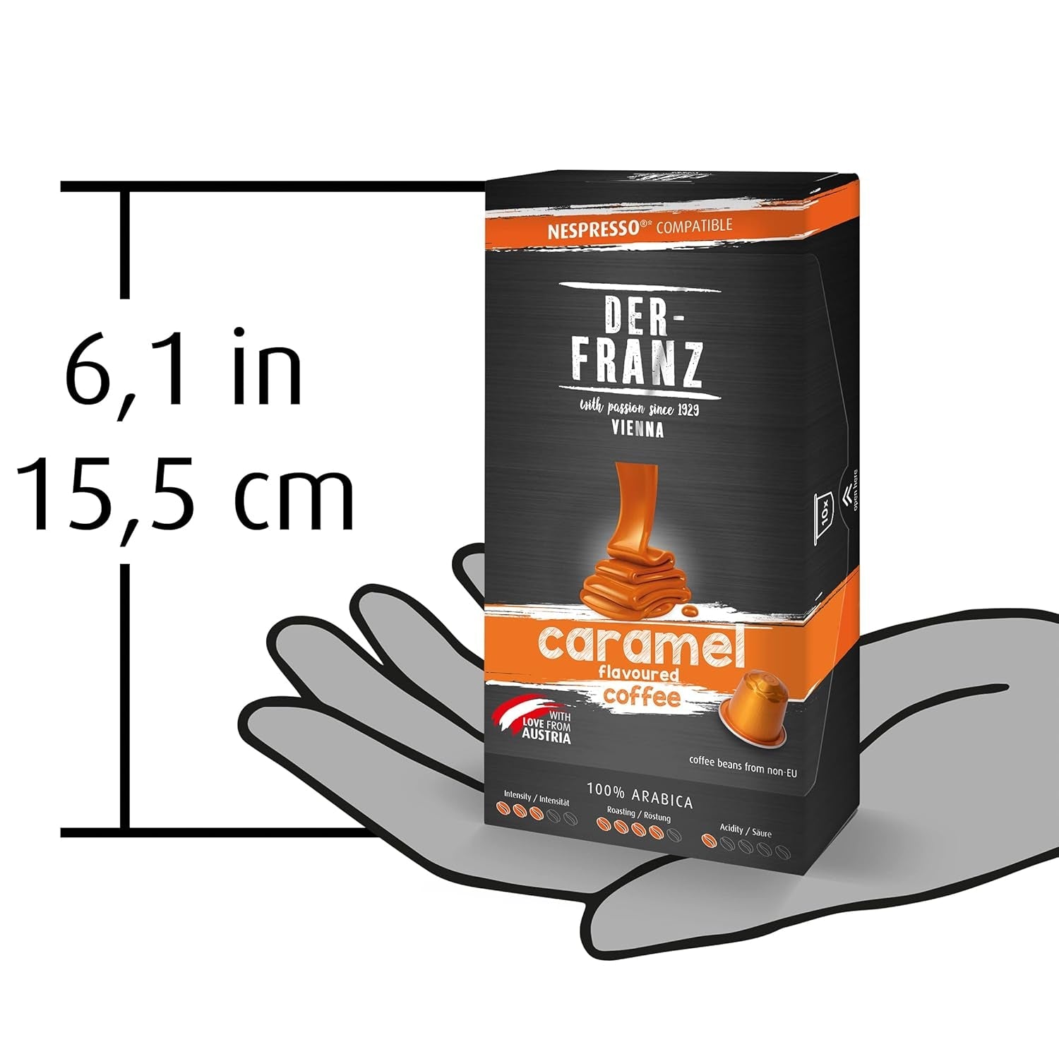 Kaffee Kapseln compatible Nespresso, 1 x 10 Kapseln, arôme caramel