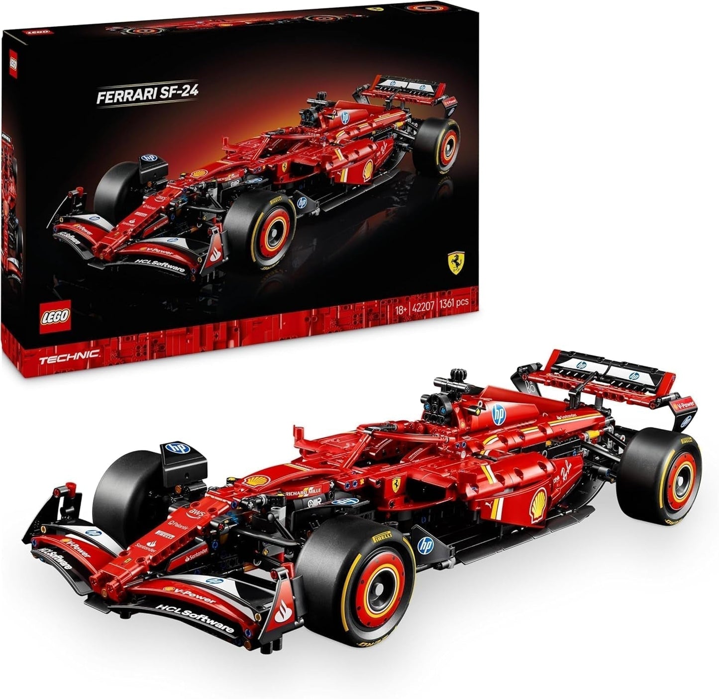 LEGO Technic Ferrari SF-24 F1 Race Car - Modèle réduit de voiture pour adultes - Ensemble de collection Formule 1 - Moteur V6, boîte de vitesses, direction et DRS à l'échelle 1:8 - Cadeau pour les fans de sports mécaniques et de voitures de course 42207 Jeux de construction Beuche den LEGO-Store Titre par défaut