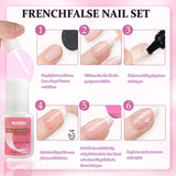 120 pcs faux ongles rose chair avec colle à ongles – 12 tailles courtes ovales carrées à presser – beaux ongles, colle sur ongles artificiels – convient pour la conception d'ongles DIY des femmes (dégradé rose Squaval)