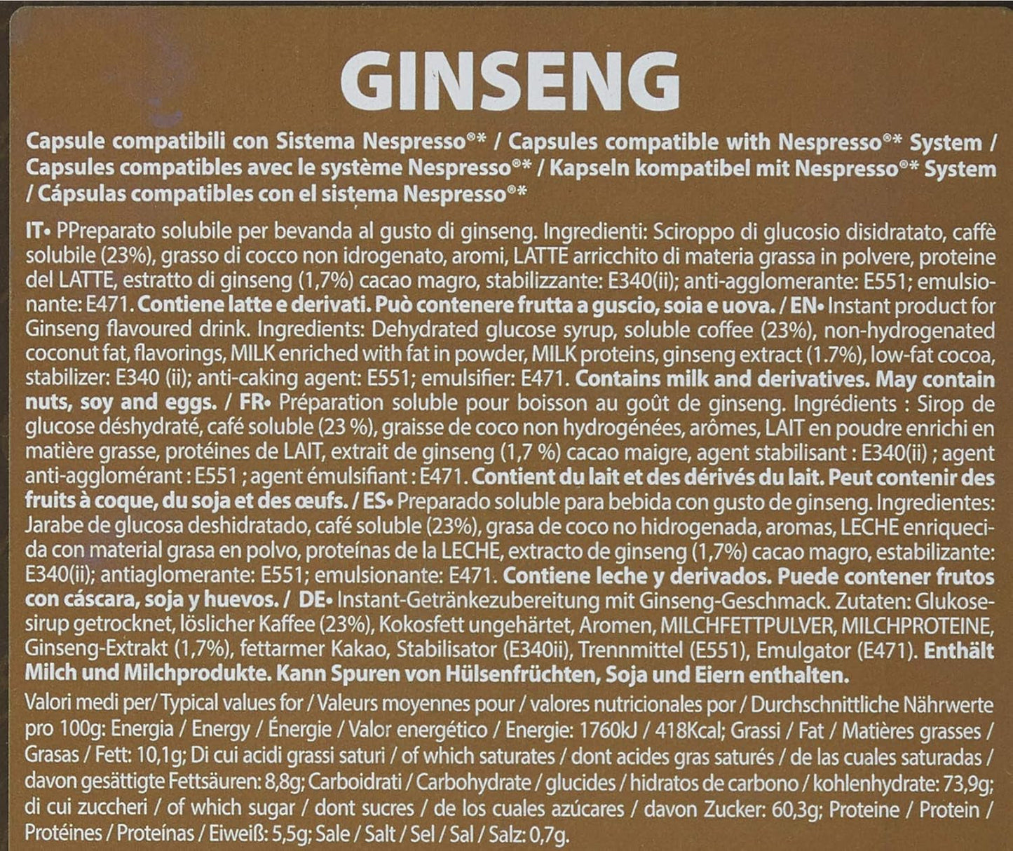 Produit soluble instantané Ginseng capsules 4,3g x 40 capsules