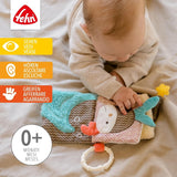 Fehn Soft imagier Bruno - livre doux pour bébés en tissu avec motifs d'animaux - livre de jouets en tissu à suspendre pour poussettes et sièges auto - livre avec des pétards pour bébés et enfants à partir de 0 mois Baby Toys Naty Shop