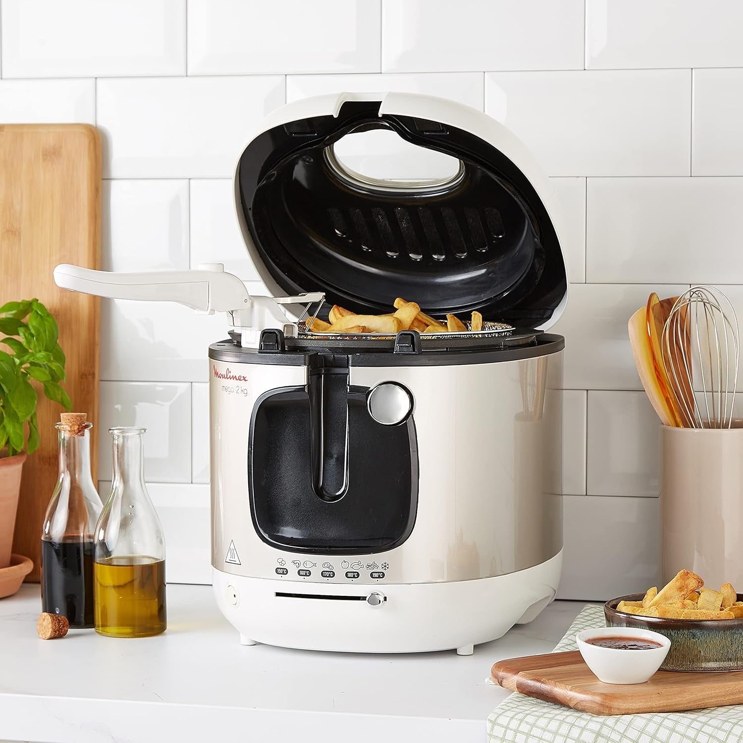 Friteuse AM4800 Mega 2Kg, friteuse à huile, filtre anti-odeur, 1800 W, électroménager Naty Shop