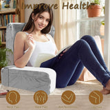 Grand oreiller de lecture pour lit et canapé, oreiller de dos pour adulte avec support de cou et accoudoirs, oreiller de dossier ergonomique avec poche et housse lavable pour se reposer, lire, regarder la télévision (WH)