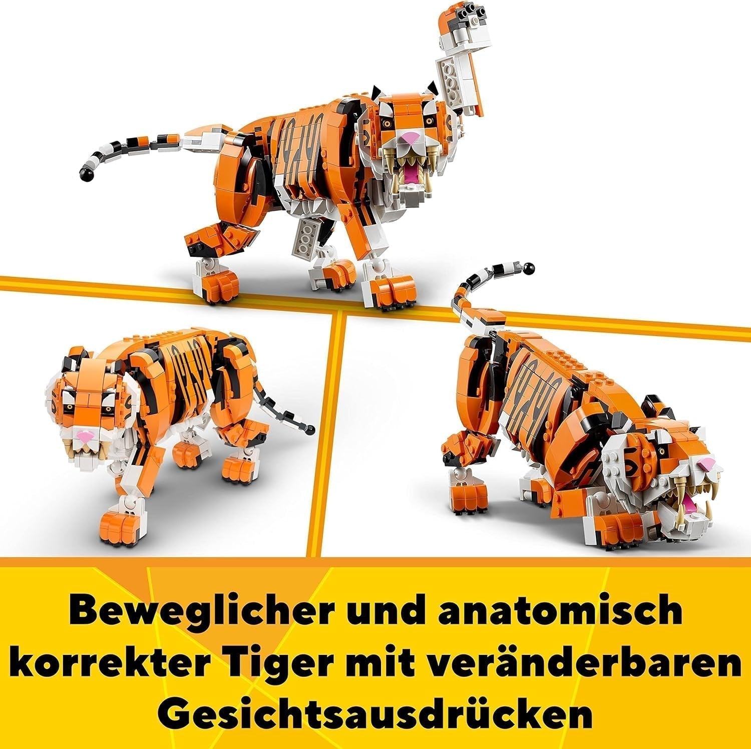 LEGO 31129 Creator Majestic Tigre, Panda ou Poisson Ensemble de figurines animales 3 en 1 Jouet pour enfants garçons et filles Jouets de construction d'animaux Besuche den LEGO-Store