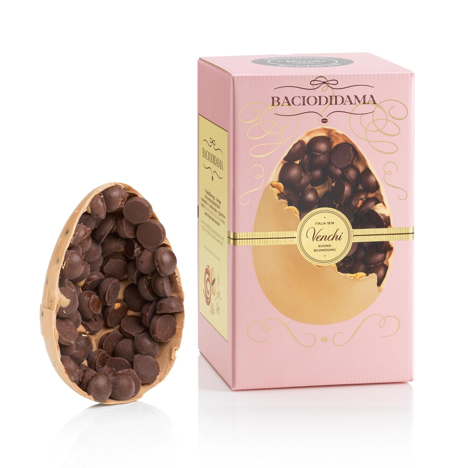 Venchi - Oeuf en chocolat, saveur pistache, à la pistache entière, avec surprise, sans gluten, 500g, collection Pâques, idée cadeau