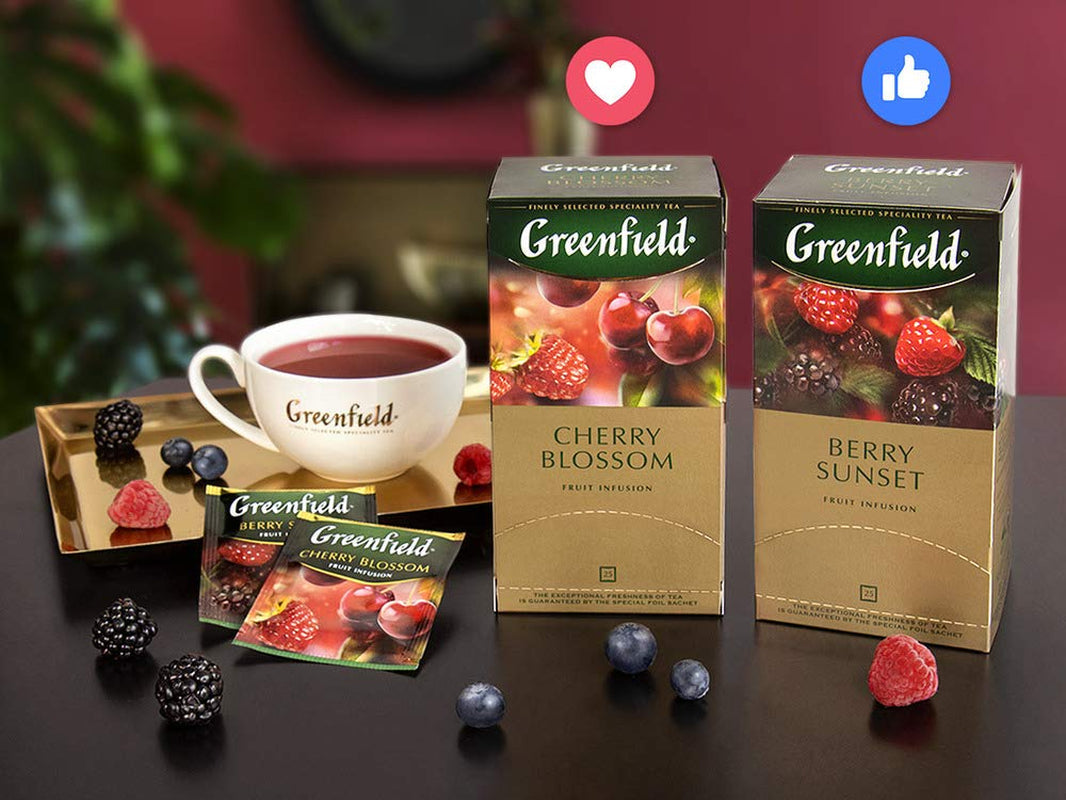 Greenfield Cherry Blossom, Hibiscus, Rose musquée, Pomme, Framboise, Mûre, Sachets de thé (2G X 25), 50G