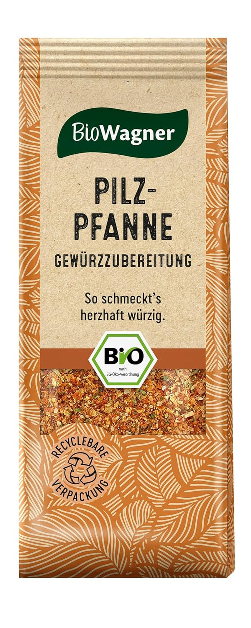BioWagner - Bio Pilzpfanne Gewürzzubereitung | Geschmack intensif-pikant | naturbelassene Bio-Zutaten | emballage recyclable | 60g