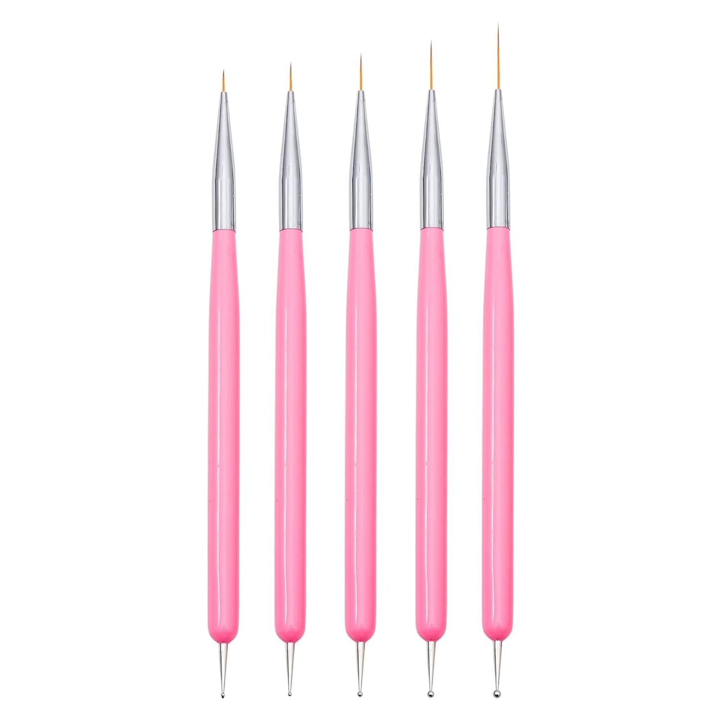 Pinceaux à ongles, 5 pièces, pinceaux à ongles, outils d'atelier punk, ensemble de pinceaux de conception malkunst pour linge de maison, détails de deux, tailles de peinture fines 7/9/11/15/22 mm, noir