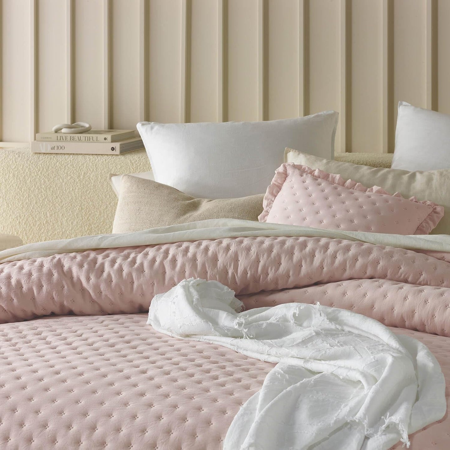 Molly Couvre-lit élégant en rose poudré 170 x 210 cm Couvre-lit polyvalent comme couvre-lit ou jeté de canapé pour lit et canapé Style couverture Idéal comme couvre-lit Lits et couvertures Besuche den ROOM99-Store