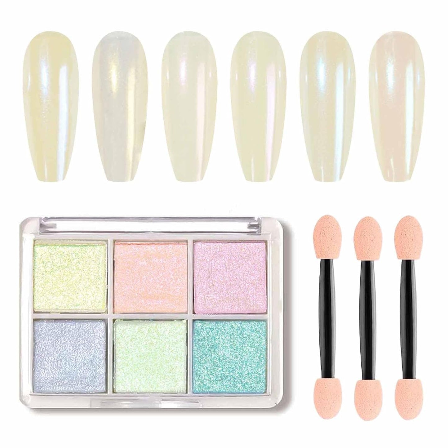 GZMAYUEN Chrome Pulver pour ongles 6 couleurs miroir Chrome poudre à ongles Pigment poudre Nail Art