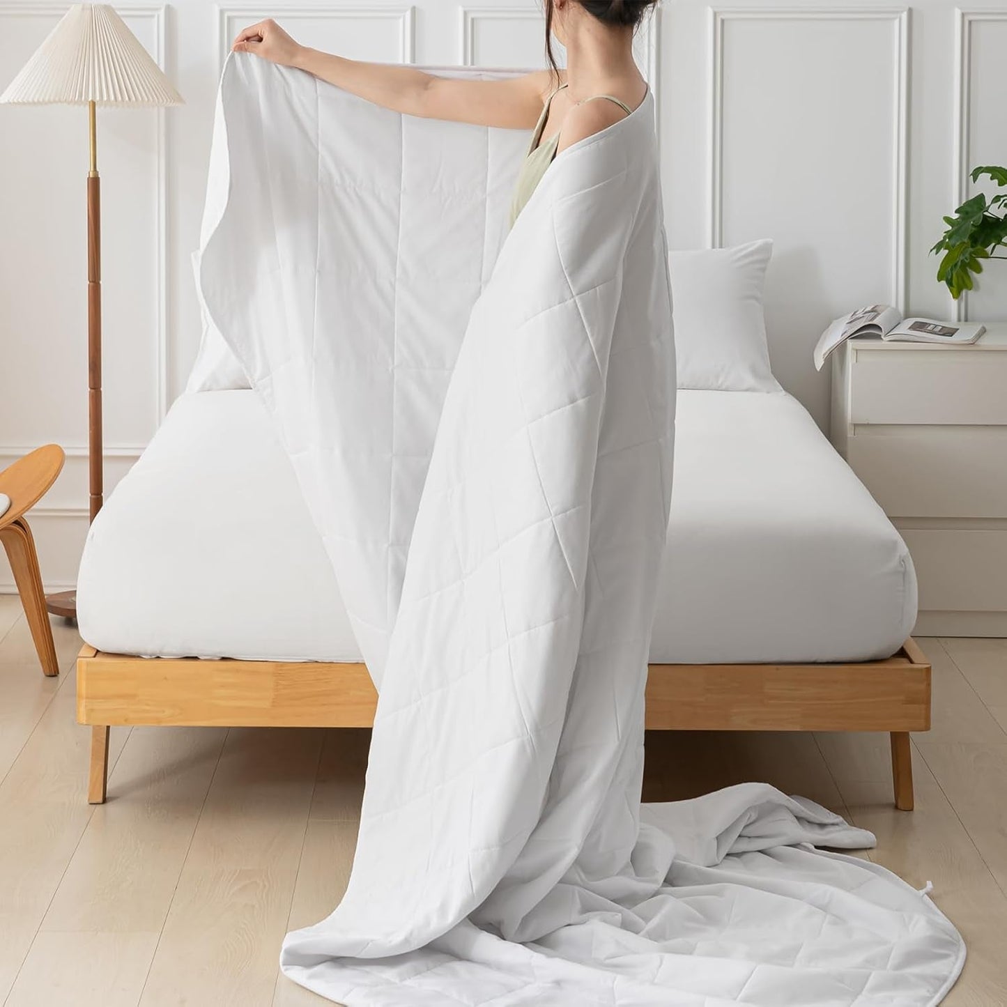 Couette d'été 155X220 Couette d'été légère Couettes 90 GSM Couette 155X220Cm Couette fine Utilisable sans housse Couette rafraîchissante Soft Cosy Blanc Couettes et couettes Naty Shop