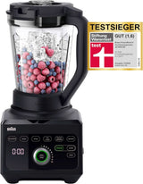 Braun Hochleistungsmixer Powerblend 9 JB9040 – Batteur sur socle avec mélangeur en verre, 18 programmes de mixage, 10 vitesses de rotation + fonction d'impulsion, fonction Heiße Suppen, programme de nettoyage, tampon, 1600 W, Schwarz Kitchen Naty Shop