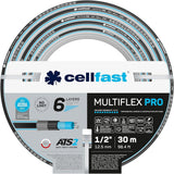 Tuyau d'arrosage Cellfast MULTIFLEX PRO, durable, 6 brins, tresse tricotée ATS2, résistant aux UV et aux algues, sans métaux lourds, technologie velours, 35 bar, -20/+65°C, 3/4", 30m