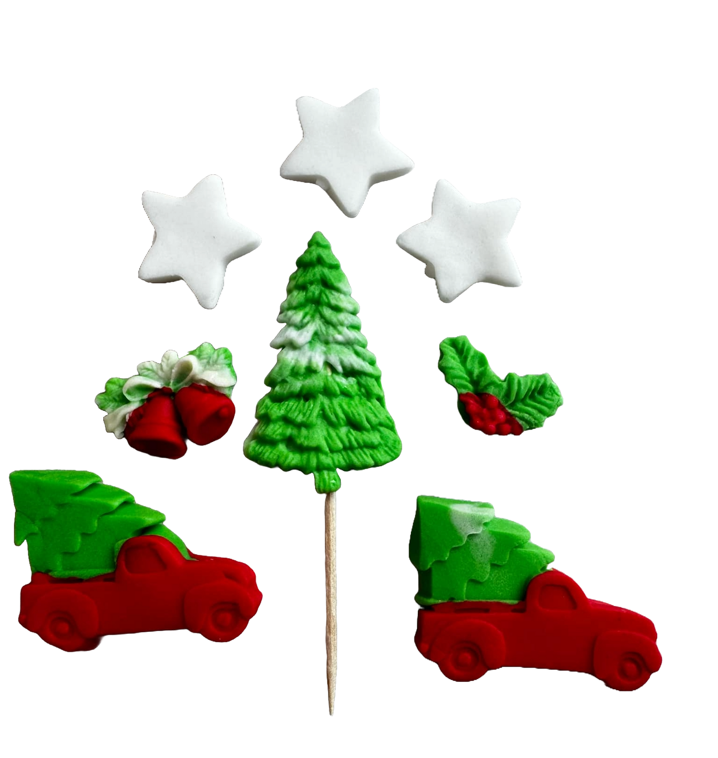 Lot de 8 décorations comestibles en pâte à sucre, Décorations en pâte à sucre Vacances d'hiver Naty Shop