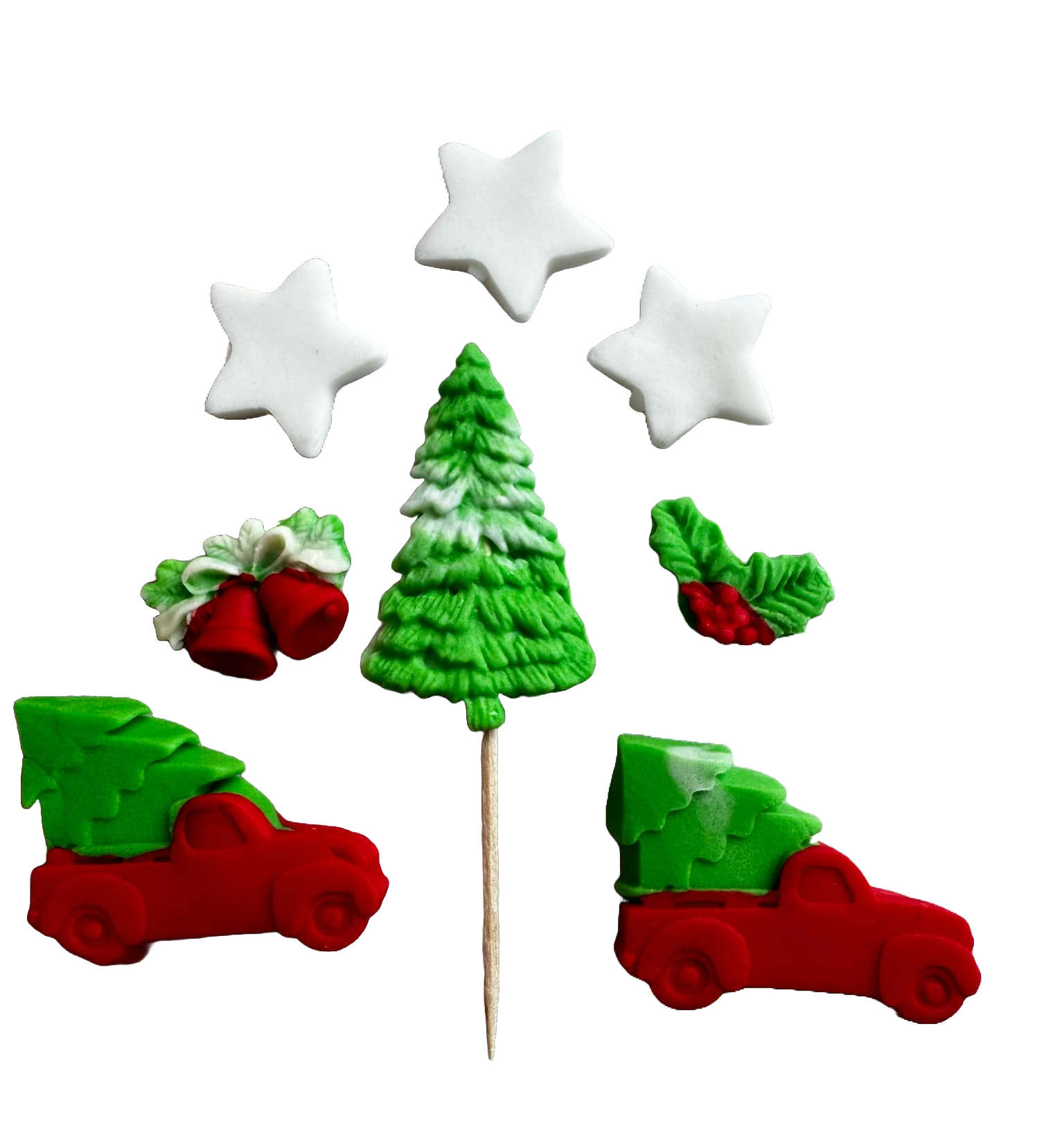Lot de 8 décorations comestibles en pâte à sucre, Décorations en pâte à sucre Vacances d'hiver Naty Shop