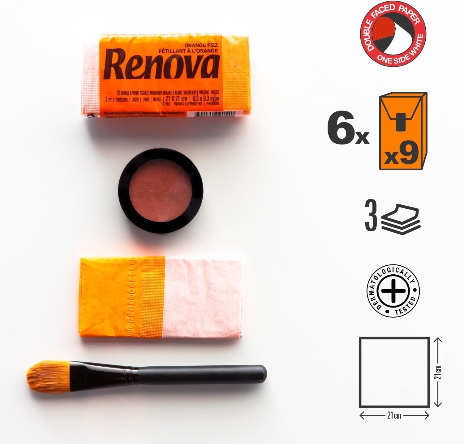 RENOVA ORANGE FIZZ Mouchoirs de poche 6 paquets
