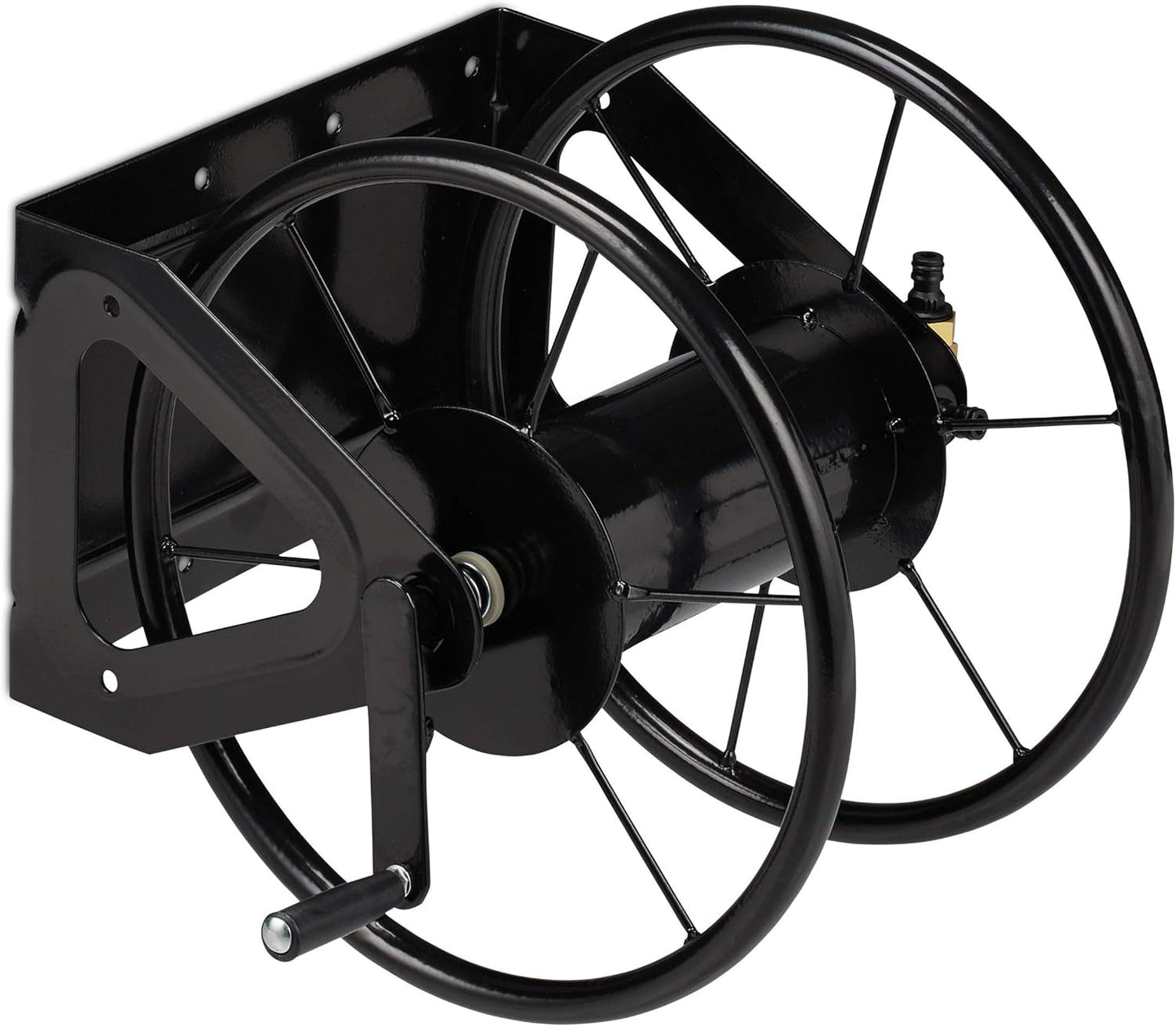 Enrouleur de tuyau Relaxdays, enrouleur de tuyau avec manivelle, pour tuyau de 60 m, acier, HxLxP : 41,5 x 54 x 45 cm, noir