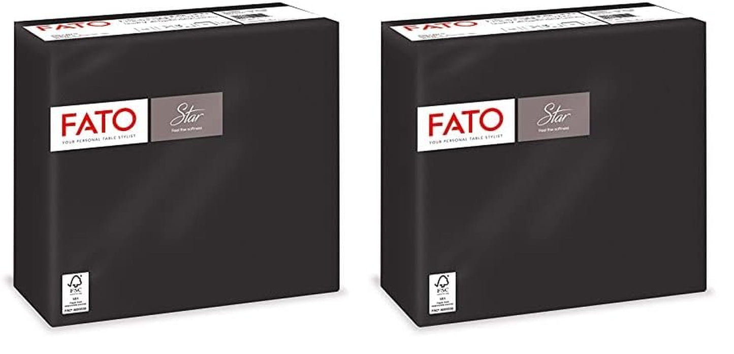 - Mouchoirs en papier jetables douceur et douceur, paquet de 40 mouchoirs taille 38 x 38 pliés en 4, 2 épaisseurs de couleur noire, papier 100 % pure cellulose certifié Fsc (paquet de 2)