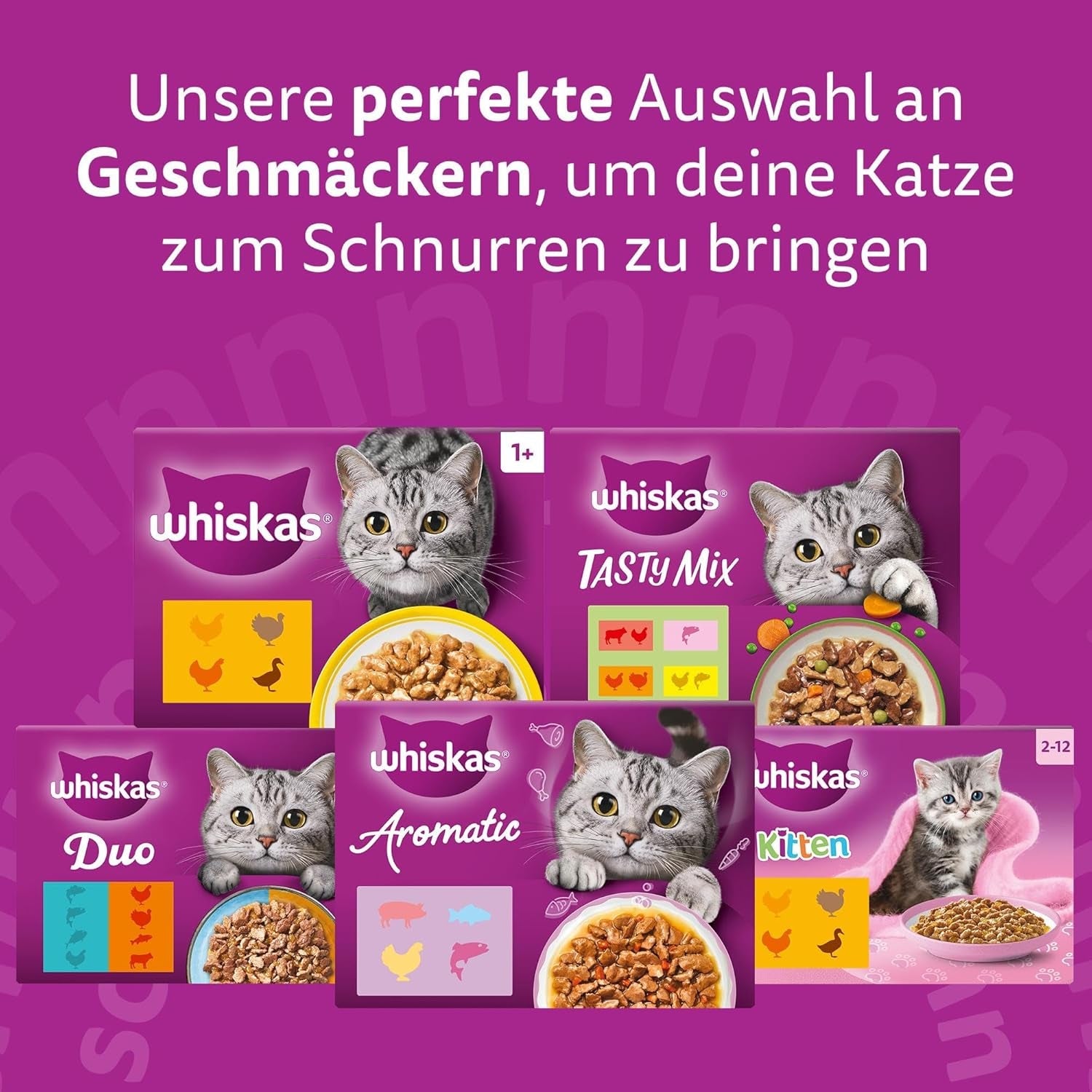 WHISKAS Nourriture humide aromatique pour chat en sauce 40 x 85g Sélection de poissons