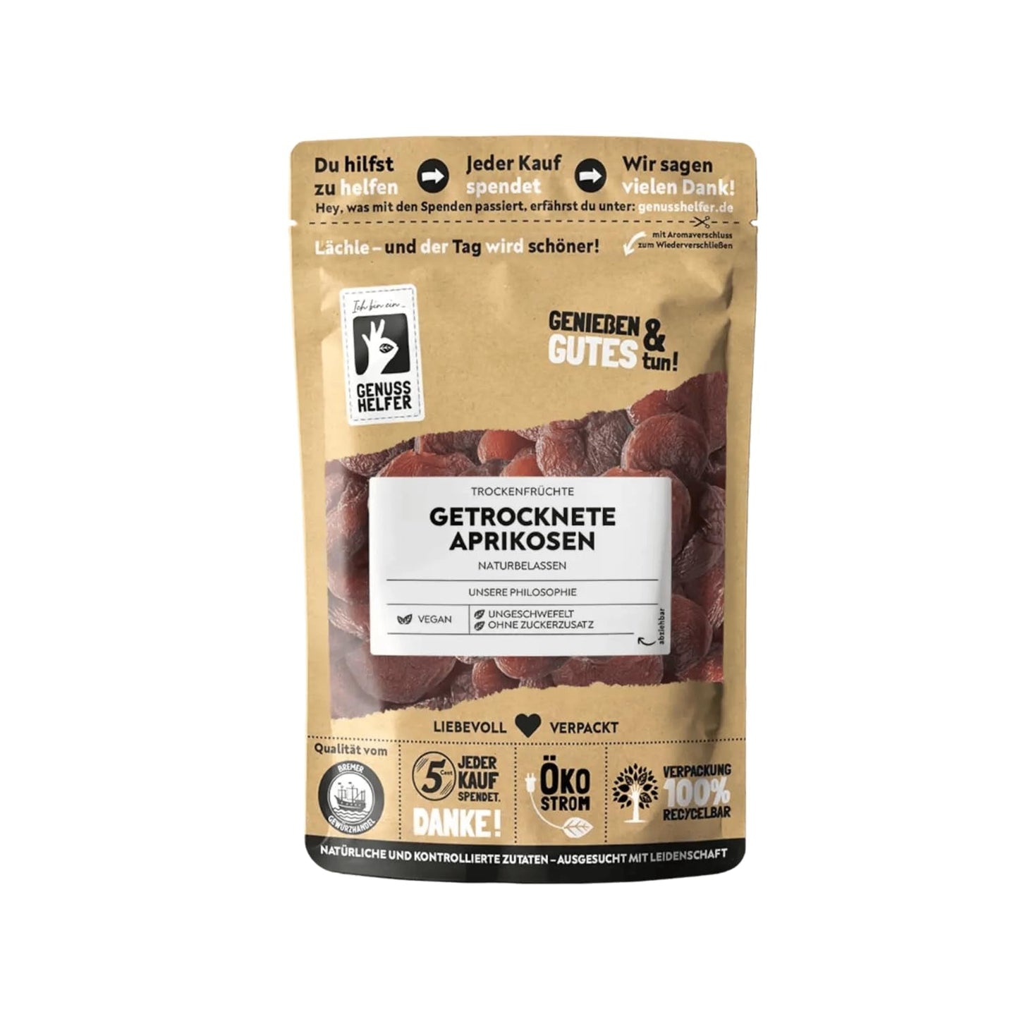 Bremer Gewürzhandel abricots secs, fruits secs sans sucre ajouté et sans soufre, 1kg Produits déshydratés Naty Shop 250 G
