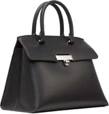 Calvin Klein Ladies Turn Lock Satchel - 2 en 1, Cuir Vegan, 3 Poches Becky Turnlock Sac à Bandoulière, Noir/Argent Sacs Femme Naty Shop