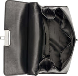 Calvin Klein Ladies Turn Lock Satchel - 2 en 1, Cuir Vegan, 3 Poches Becky Turnlock Sac à Bandoulière, Noir/Argent Sacs Femme Naty Shop