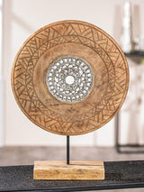 Casablanca grande sculpture décorative - sculpture ronde bois aluminium couleur : argent naturel - décoration salon cadeau anniversaire hauteur 46 cm Statuettes et sculptures Naty Shop Coloris naturels Hauteur 46 cm