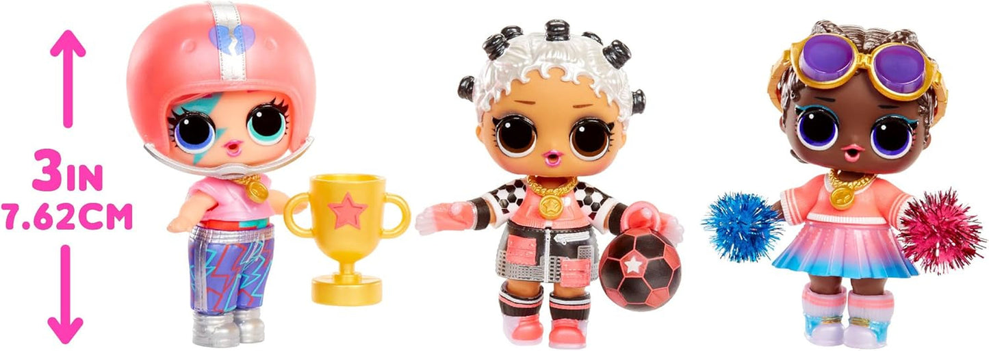 Mdr Surprise ! Collection All-Star Sports Vault Tots – Comprend 1 poupée, un emballage blindé, 12 poupées à collectionner, 8 accessoires de déballage, idéal pour les 4 ans et plus, rose