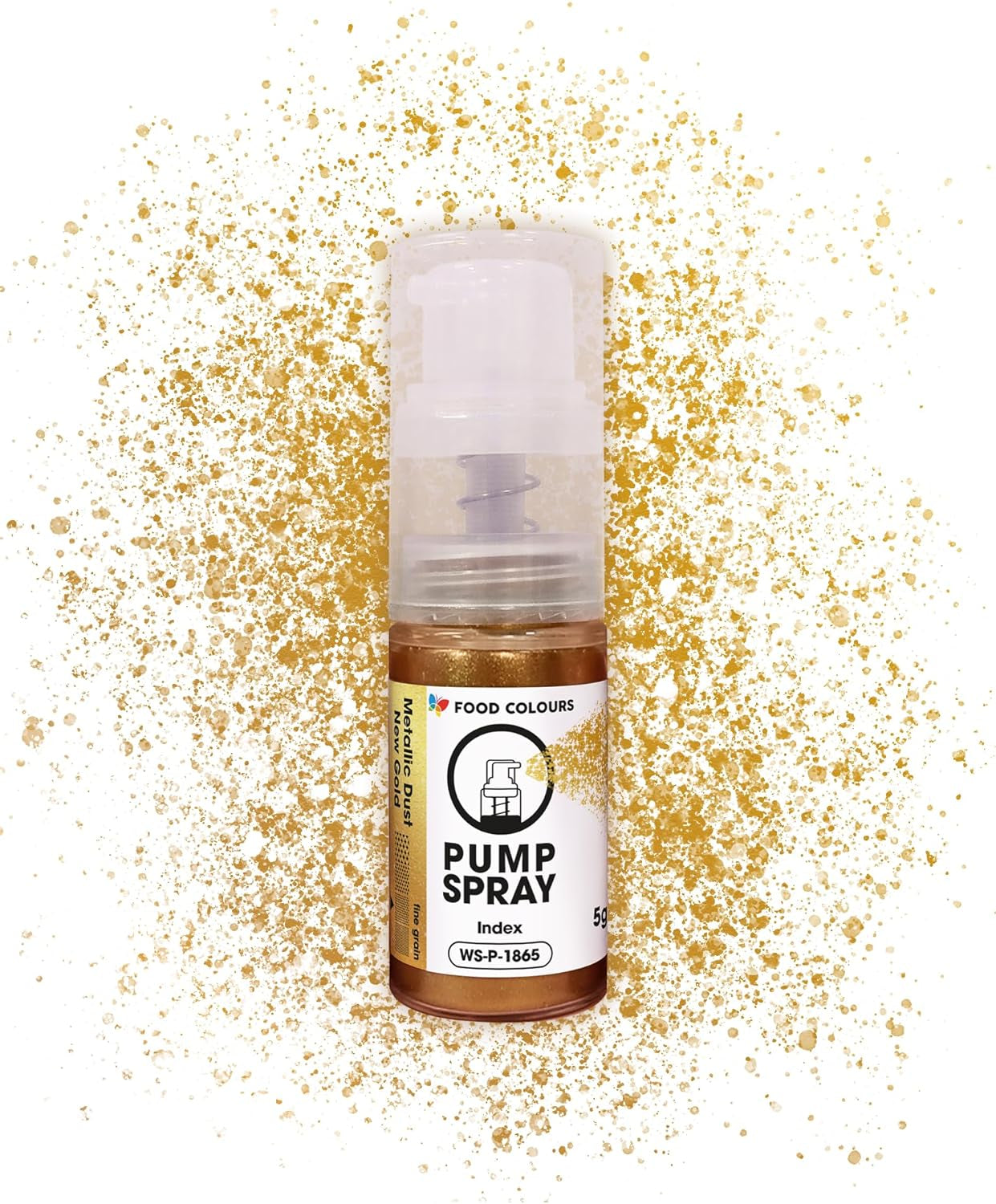 Spray alimentaire pailleté comestible NEW SILVER SHIMMERING Pompe 5G à poudre métallique pour une décoration rapide et efficace de gâteaux, crèmes, gelées, pralines, décorations en chocolat et sucre