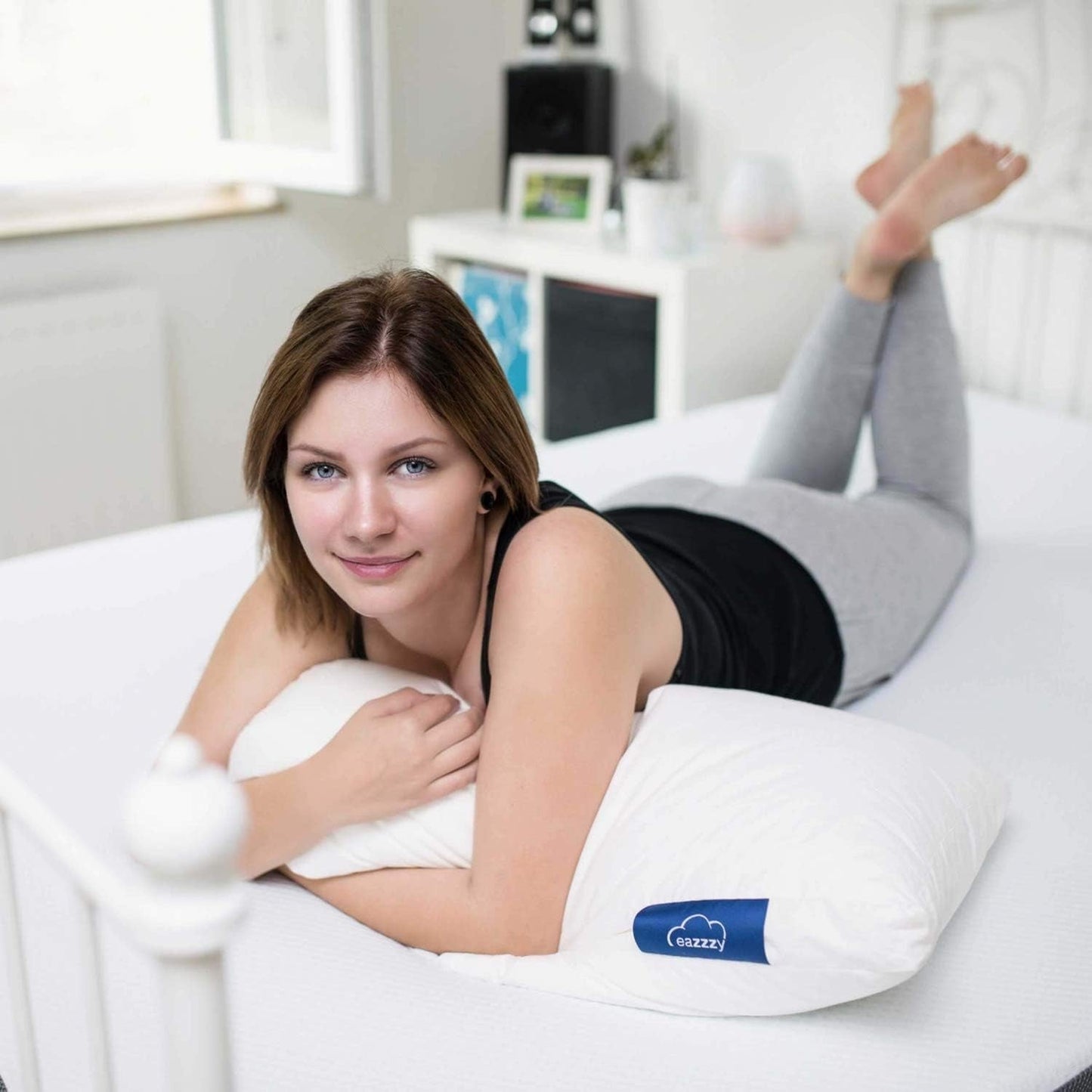 Oreiller Genius, coton, eazzy 40x80 cm - oreiller orthopédique pour un sommeil réparateur, en fibre de lait avec aloe vera - adapté aux personnes allergiques, avec soutien, oreiller cervical certifié Oeko-TEX, blanc, A19202