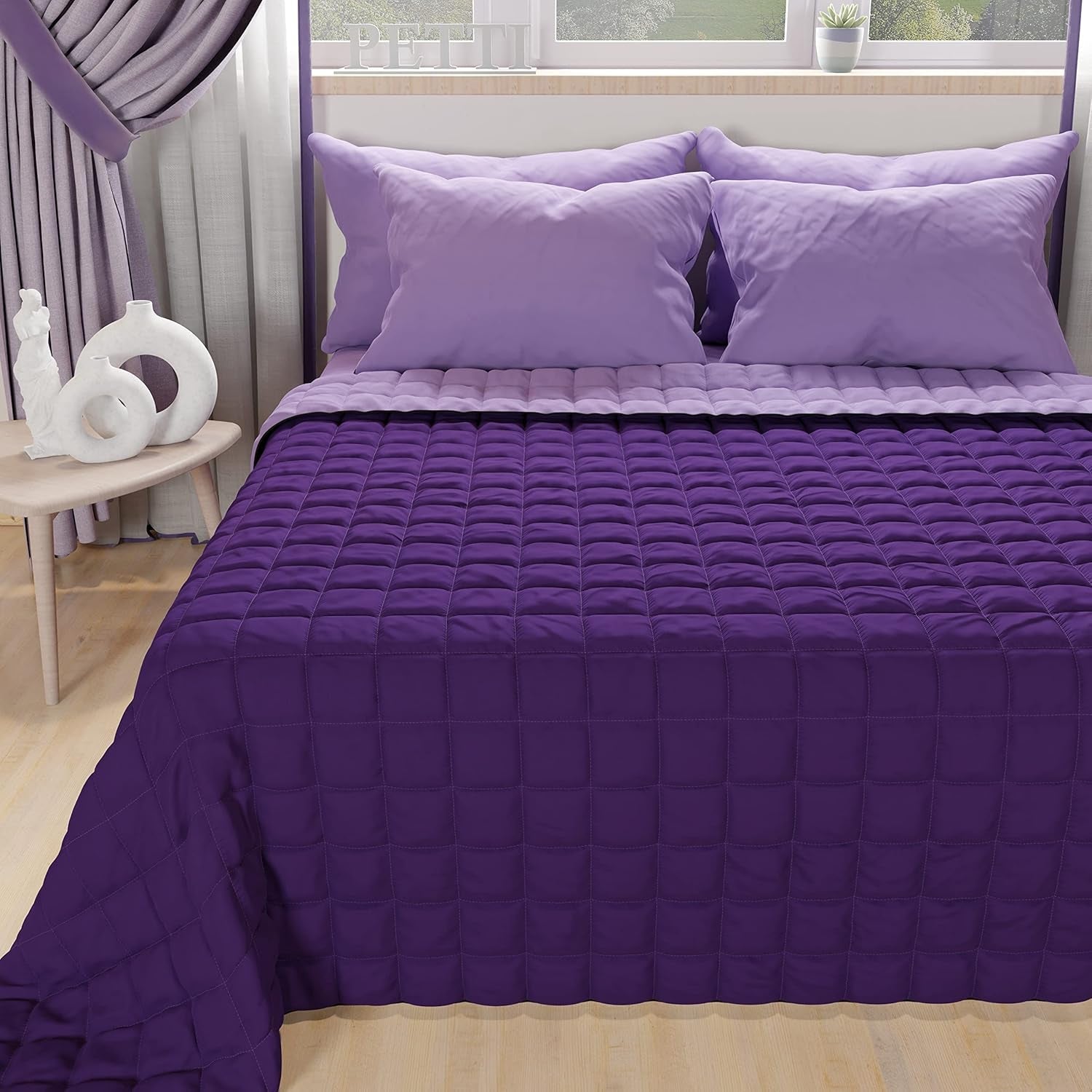 PETTI Artigiani Italiani - Couvre-lit simple, couvre-lit double face, couvre-lit à ressorts, bleu nuit, blanc, 100% Made in Italy Couettes et couettes Naty Shop Fuchsia Lit 120 (220X260 Cm)